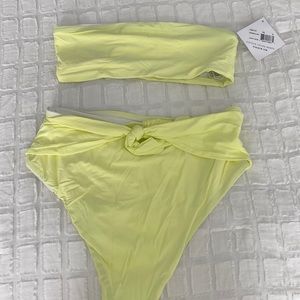 Yellow two piece bathing suit